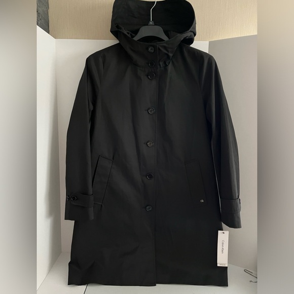 Calvin Klein Water and Wind Resistant Hooded Fully Lined A-Line Trench Coat - Picture 7 of 16